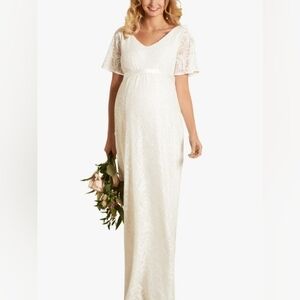 TIFFANY ROSE EDITH LACE KIMONO MATERNITY GOWN 6-8 NWT Ivory baby Shower bridal